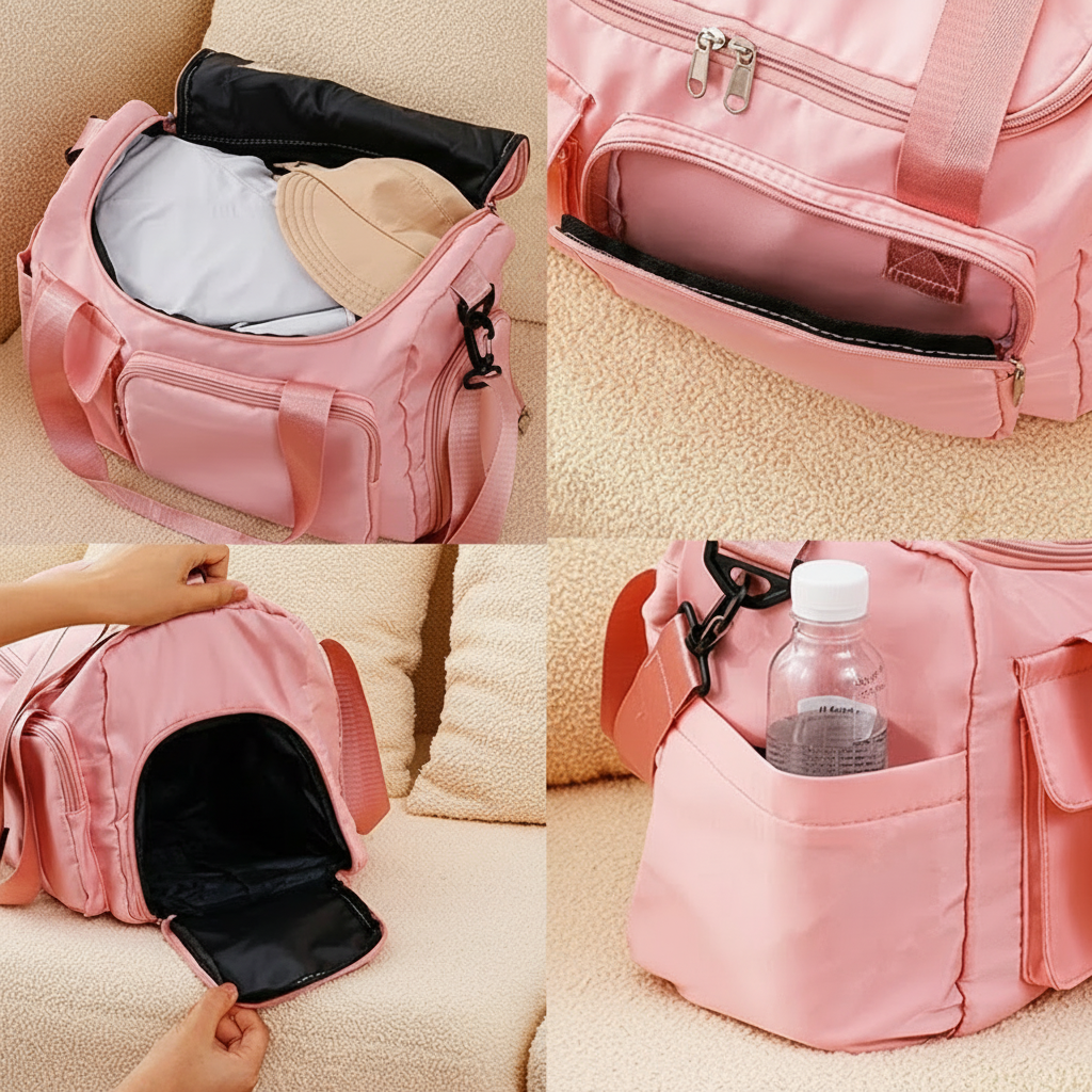 Personalized Gymnastic Girl Waterproof Large Travel Duffle Bag Dance Bag with Shoe Compartment and Shoulder Strap for Dance Lover
