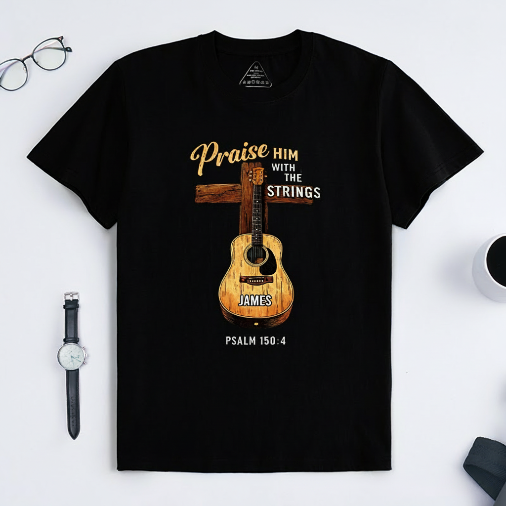 Personalized Classic T-Shirts Praise Him With My Strings T-Shirt Vintage Music Graphic Tee for Music Lovers