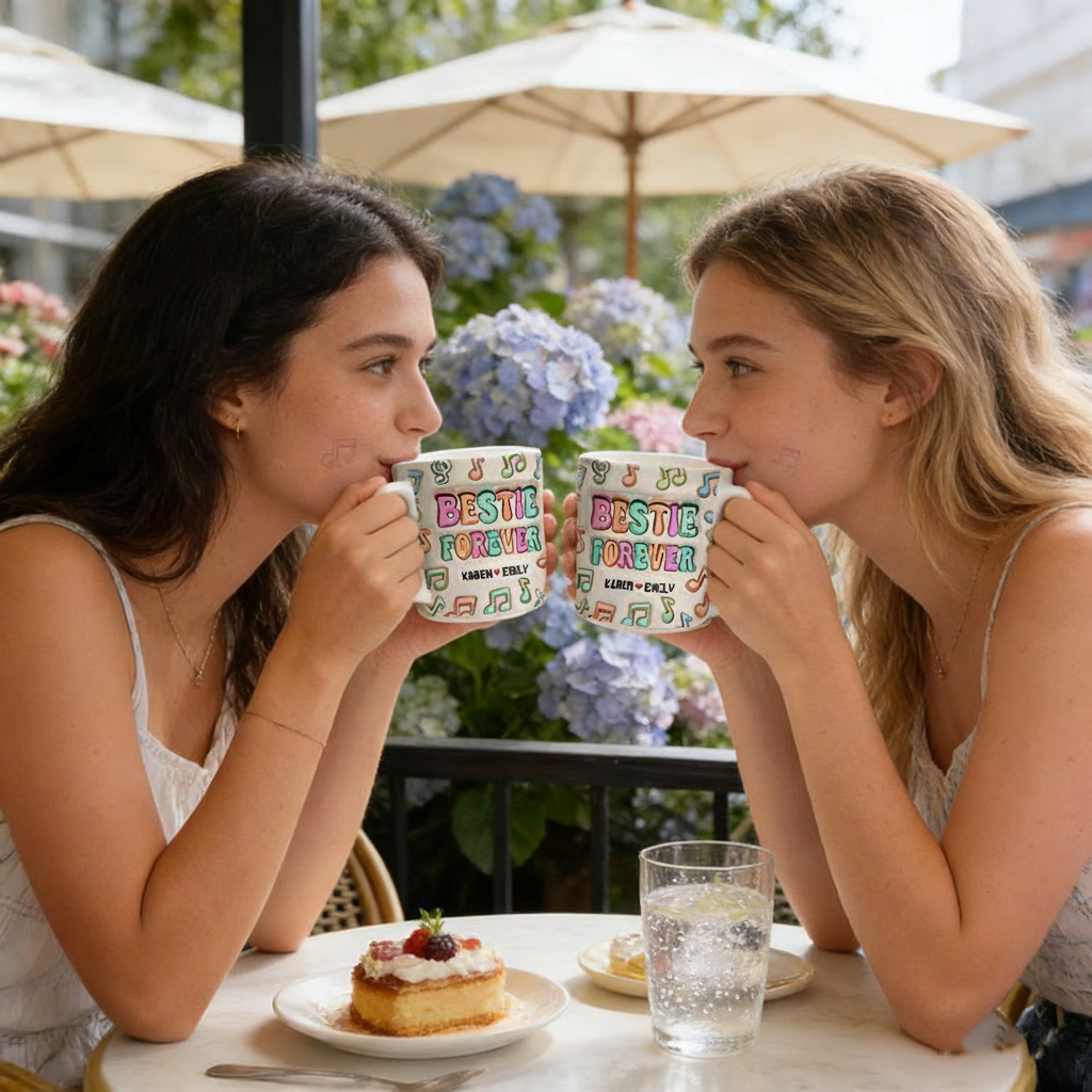 Personalized Mugs for Besties and Sisters Customizable Icons and Names Perfect Gift for Closest Friends Besties Sisters Music Lovers for Birthday Holiday