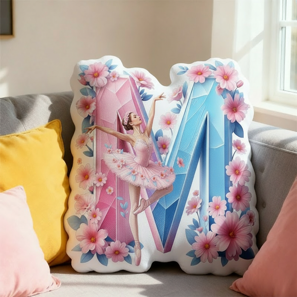 Personalized Crystal Ballet Alphabet Shaped Pillow for Dance Lovers Initial Pillow Christmas Gift for Kids