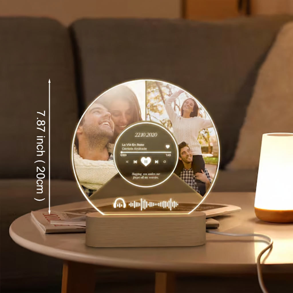 Personalized Song Plaque and Photo Night Light and Custom Music Plaque with Photos Music Lover Gift and Couple Gifts and Anniversary Gift for Couple