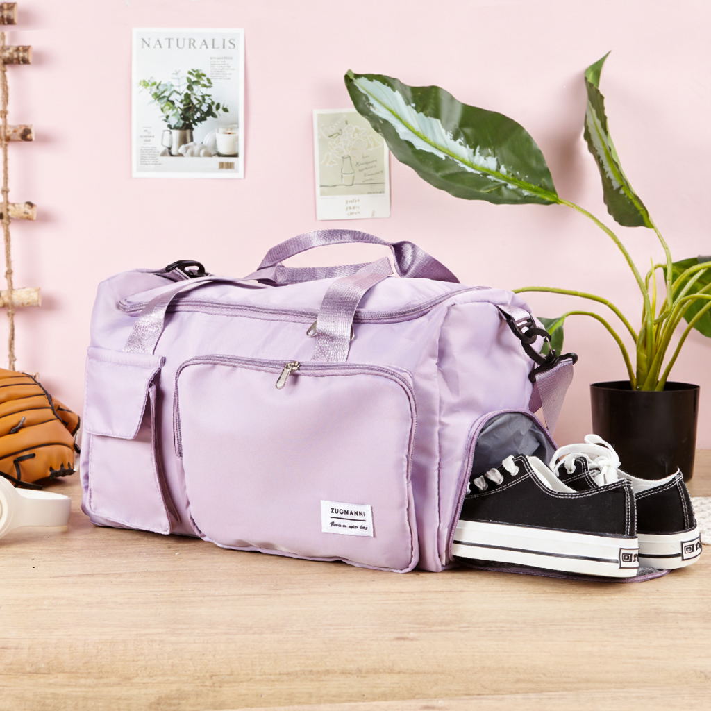 Personalized Ballet Girl Birth Flower Butterfly Waterproof Large Travel Duffle Bag Dance Bag with Shoe Compartment and Shoulder Strap for Dance Lover