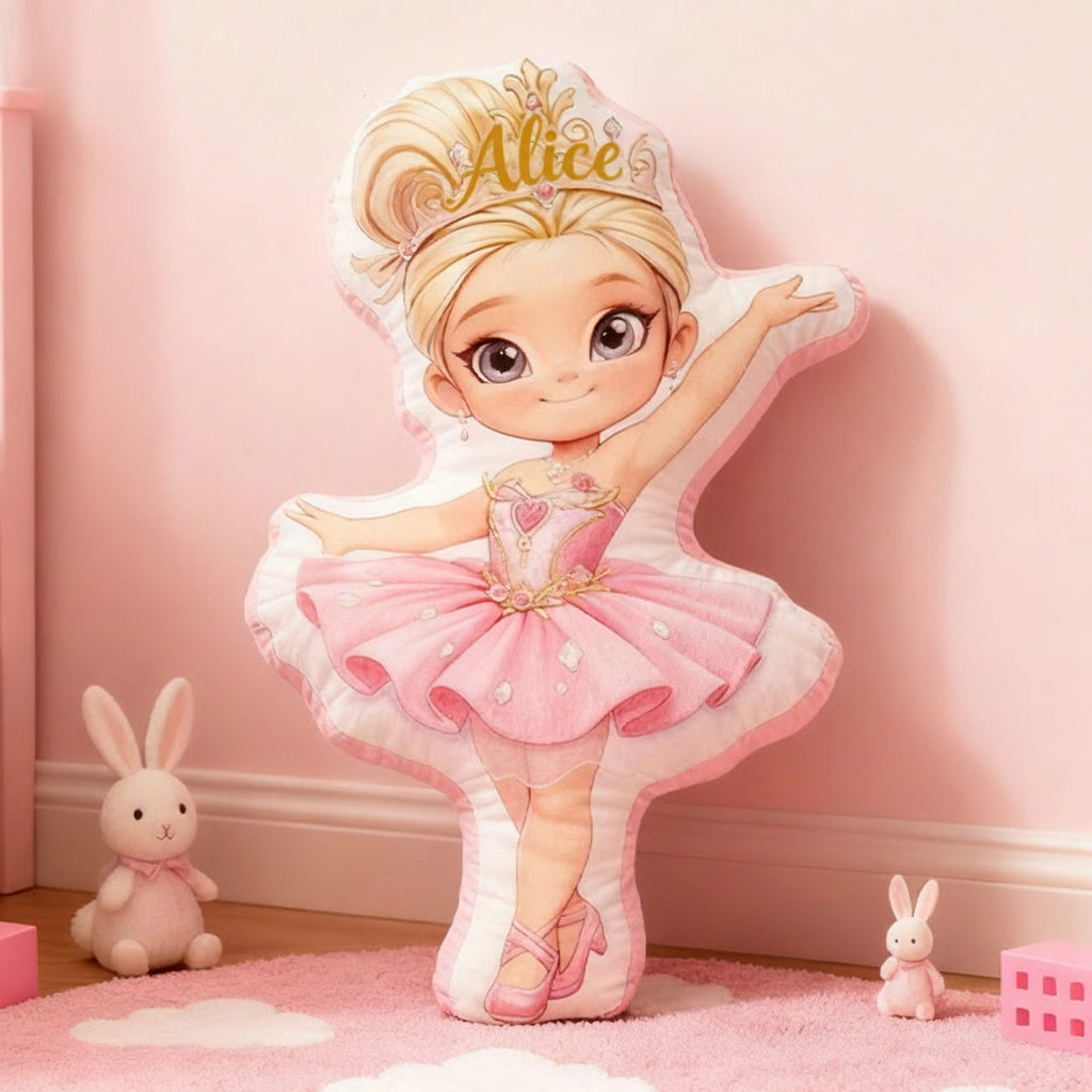 Personalized Ballet Dancers Pillow with Your Own Name Soft Stuffed Toy for Kids Unique Decorative Cushion for Girls' Room and Dance Studio Sale-megacustom