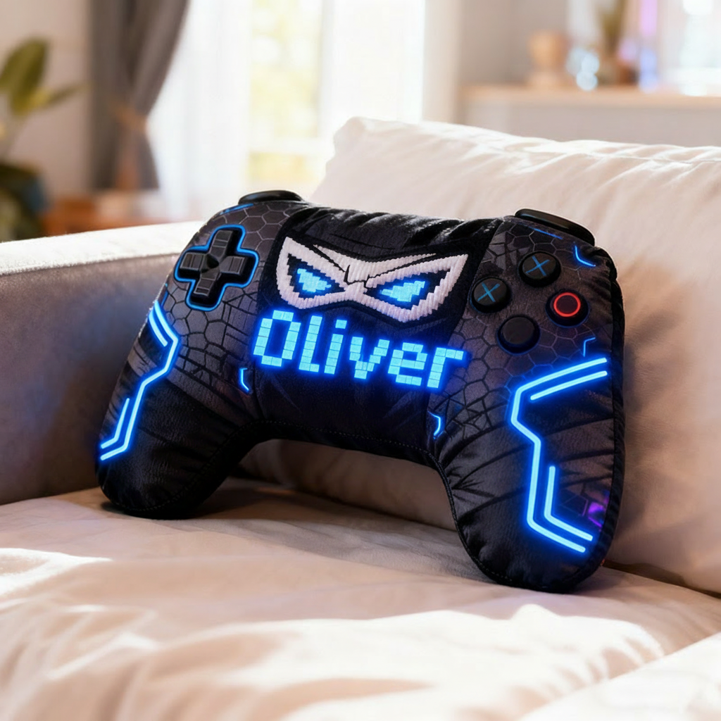 Personalized Graphic 3D Print Super Hero Game Controller Shaped Pillow for Game Lovers Plush Pillow Christmas Birthday Gift for Kids