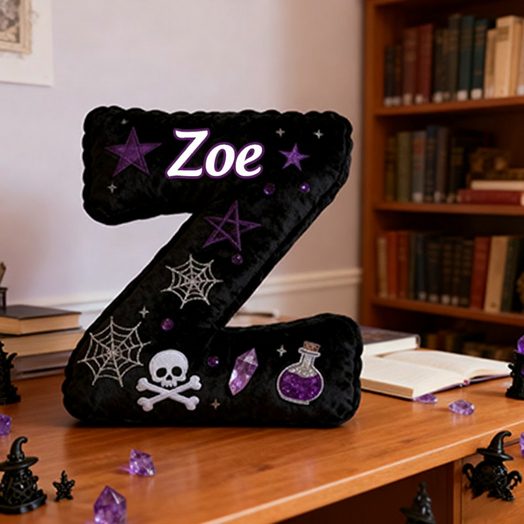 Personalized Witchy Christmas Gift Pillow with Skulls Potions Spiderwebs Stars Moons and Magical Gothic Design Graphic 3D Print Pillow for Kids