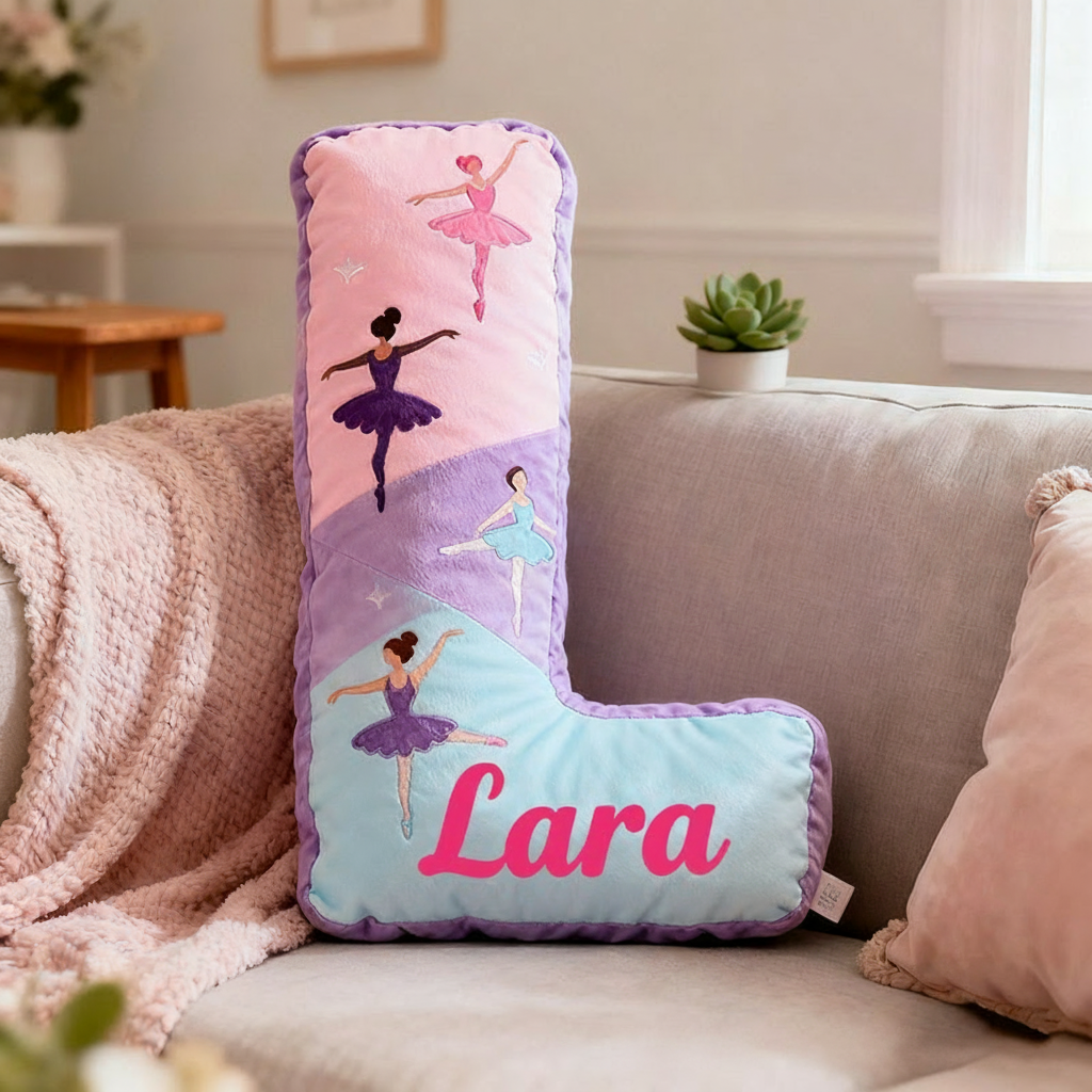 Personalized Graphic 3D Print Ballet Dancers Pillow With Your Own Name Soft Stuffed Toy for Kids Unique Decorative Cushion for Girls' Room
