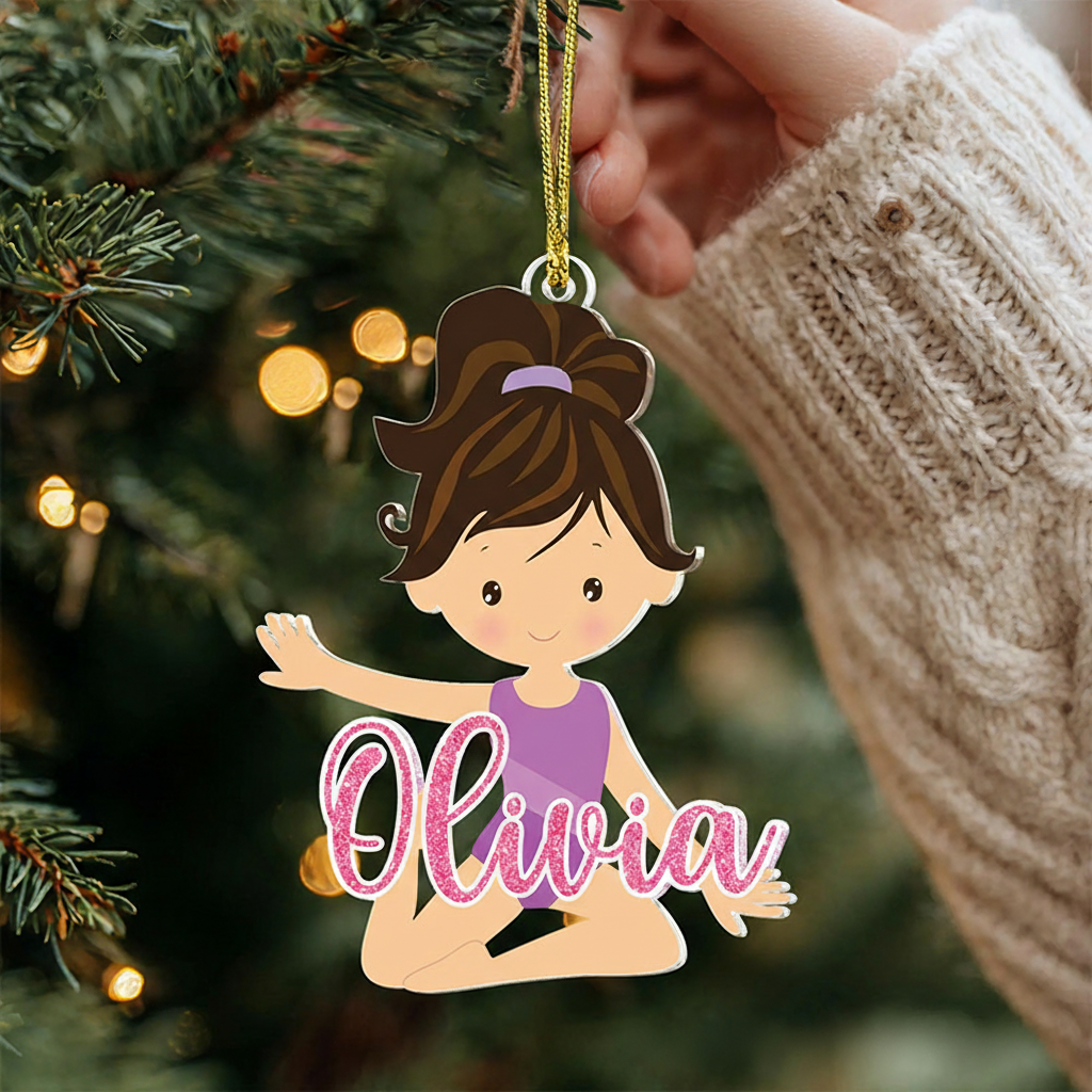 Personalized Cute Cartoon Gymnastic Girl Christmas Acrylic Ornament Dance Lovers Christmas Gift Dancer Xmas Gift Christmas Decor