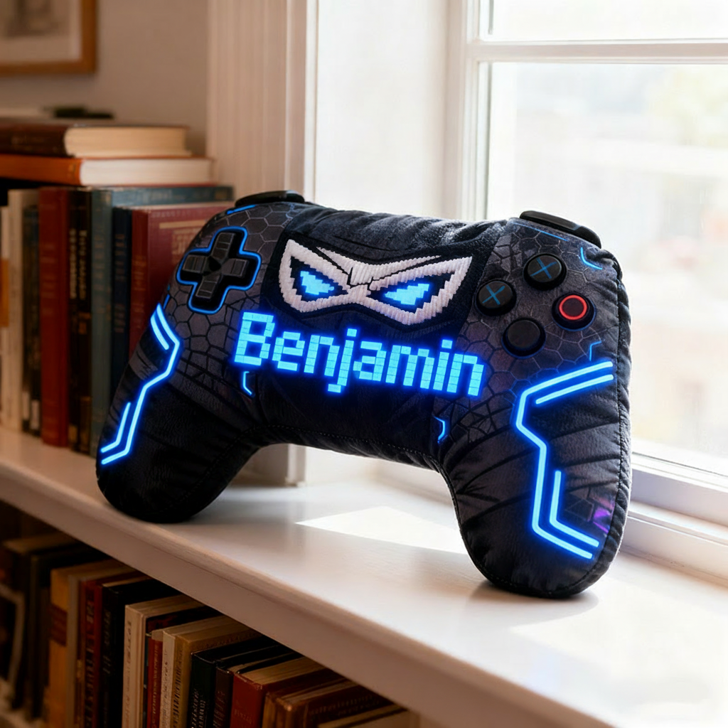 Personalized Graphic 3D Print Super Hero Game Controller Shaped Pillow for Game Lovers Plush Pillow Christmas Birthday Gift for Kids