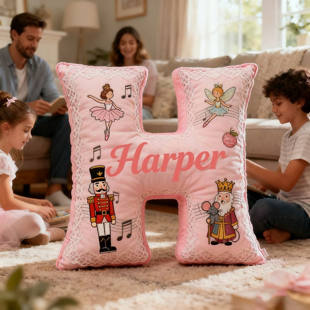 Personalized Graphic 3D Print Nutcracker Ballet Dance Pillow With Your Own Name Soft Stuffed Toy for Kids Unique Decorative Cushion for Girls' Room