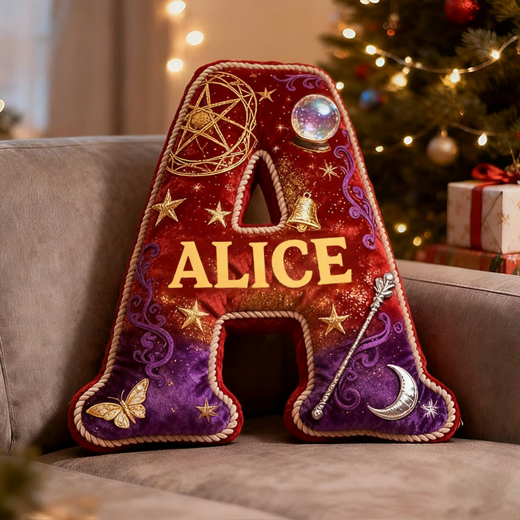 Personalized Mysterious Wizard Pillow Decorated with Magic Wand Pentagram Crystal Ball Graphic 3D Print Pillow for Kids and Magic Lovers