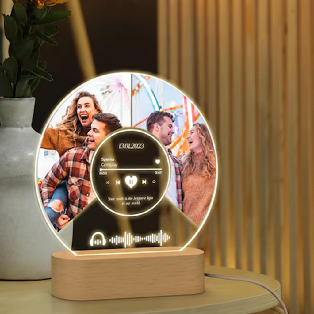 Personalized Song Plaque and Photo Night Light and Custom Music Plaque with Photos Music Lover Gift and Couple Gifts and Anniversary Gift for Couple