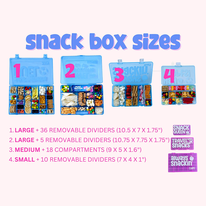 Personalized Dance Gymnastics Cheer Snack Box 3 Sizes Custom Plastic Divided Treat Case Kids Recital Competition Fuel Organizer