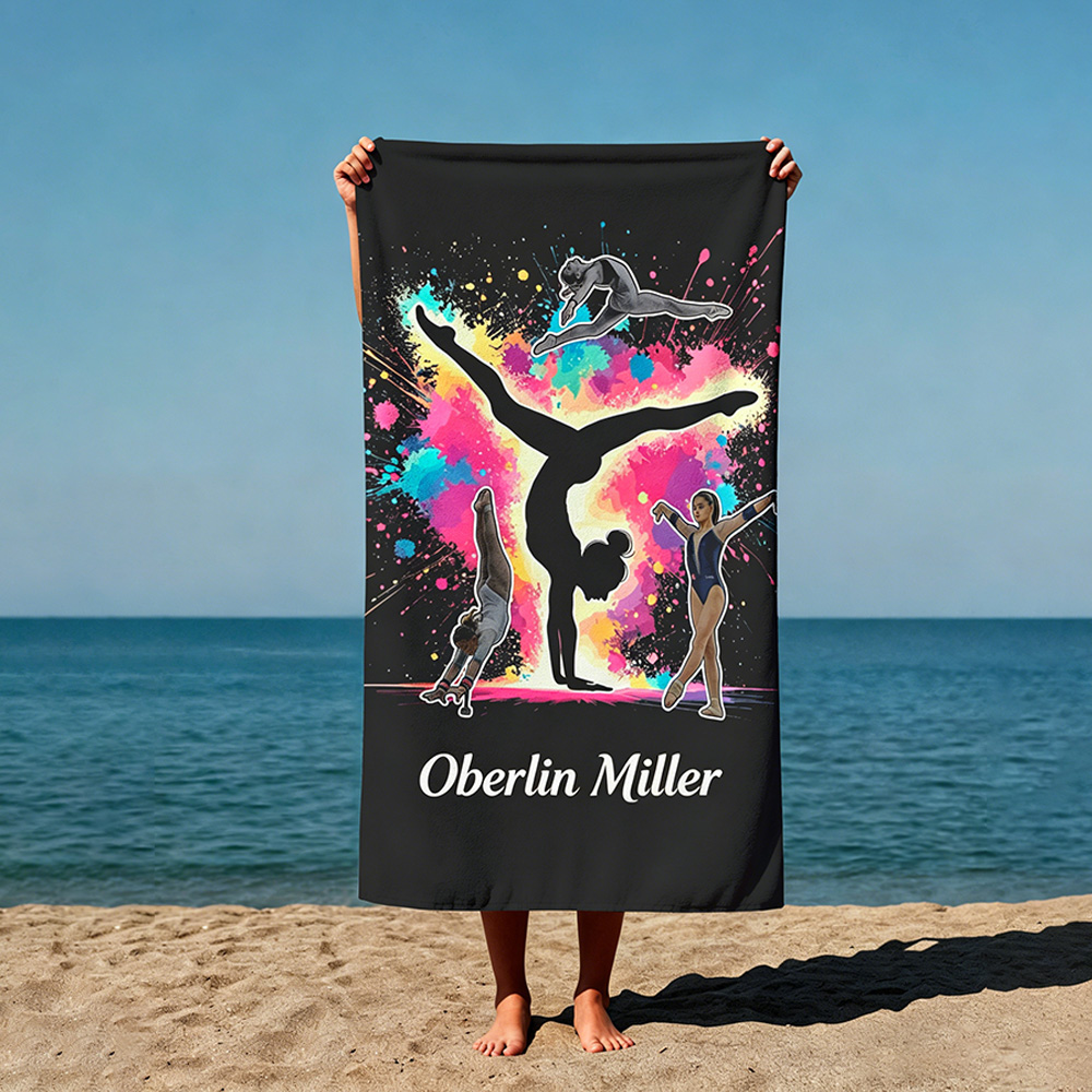 Personalized Cheerleader Beach Towel – Colorful Gymnastics & Dance Sports Towel