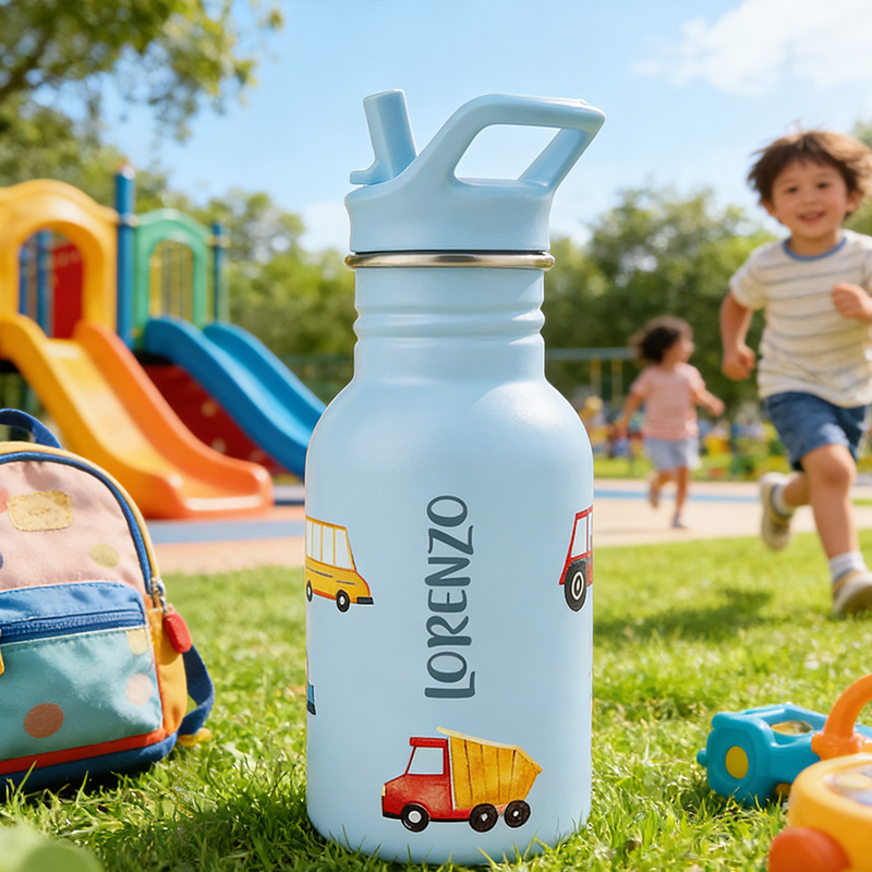 Personalized Kids Water Bottle Name Cup Gift for Kids Custom Name Kids Tumbler Back To School Gifts for Kids Kids School Gift Stainless Steel 400ml Hand Painted 
