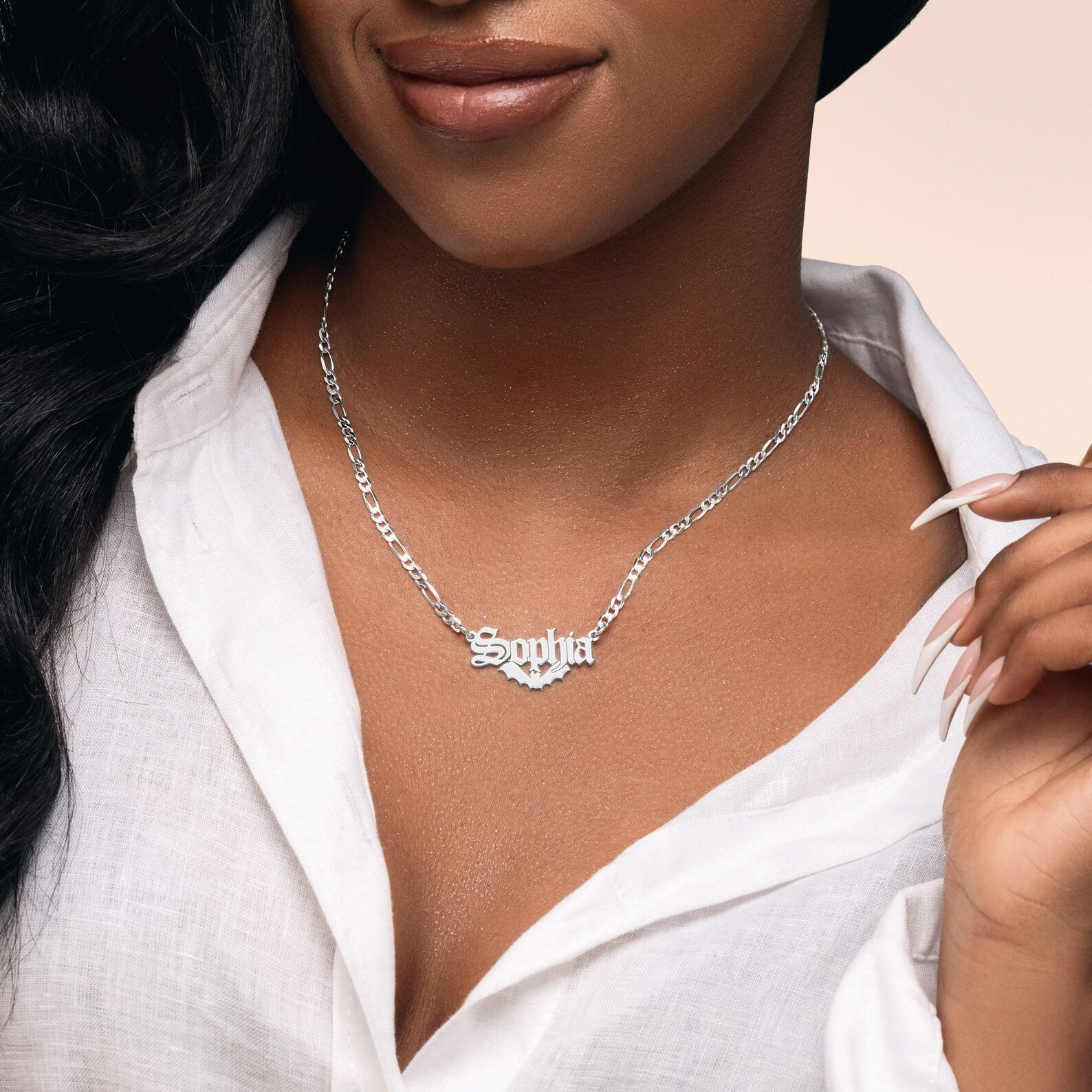 Personalized Minimalist Gothic Bat Name Necklace Halloween Jewelry Gift Christmas Gift for Women