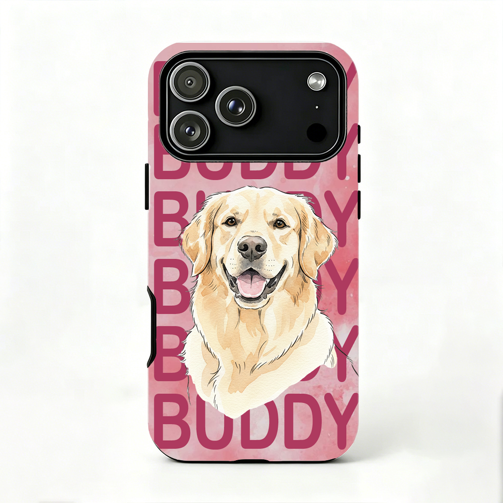 Personalized Pet Phone Case Custom Pet Portrait & Name Watercolor Style Gift for Pet Owner