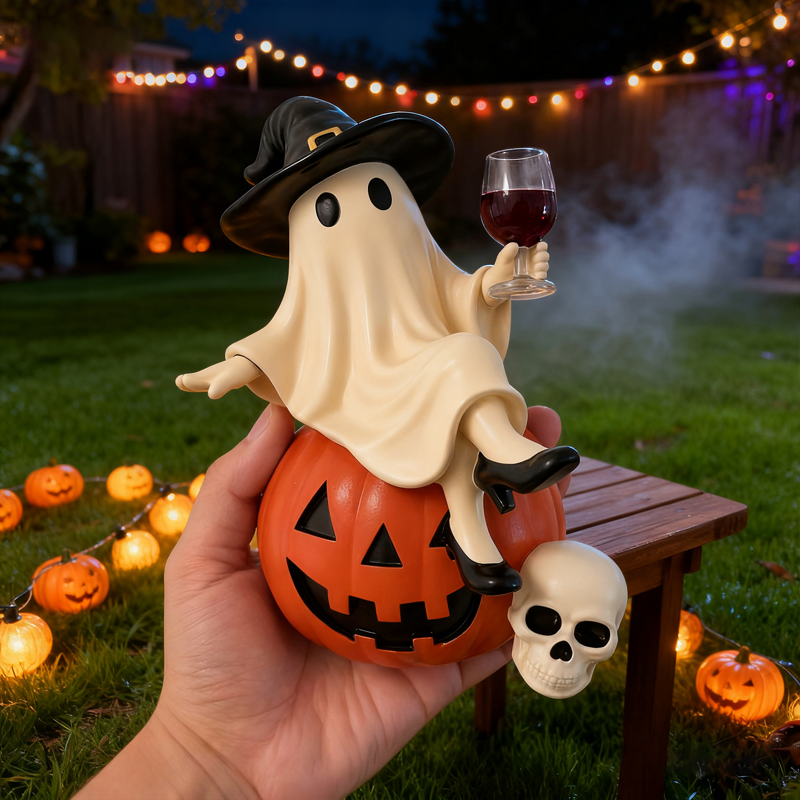 Halloween Tipsy Ghost Witch Statue Desk Ornament Halloween Pumpkin Decor