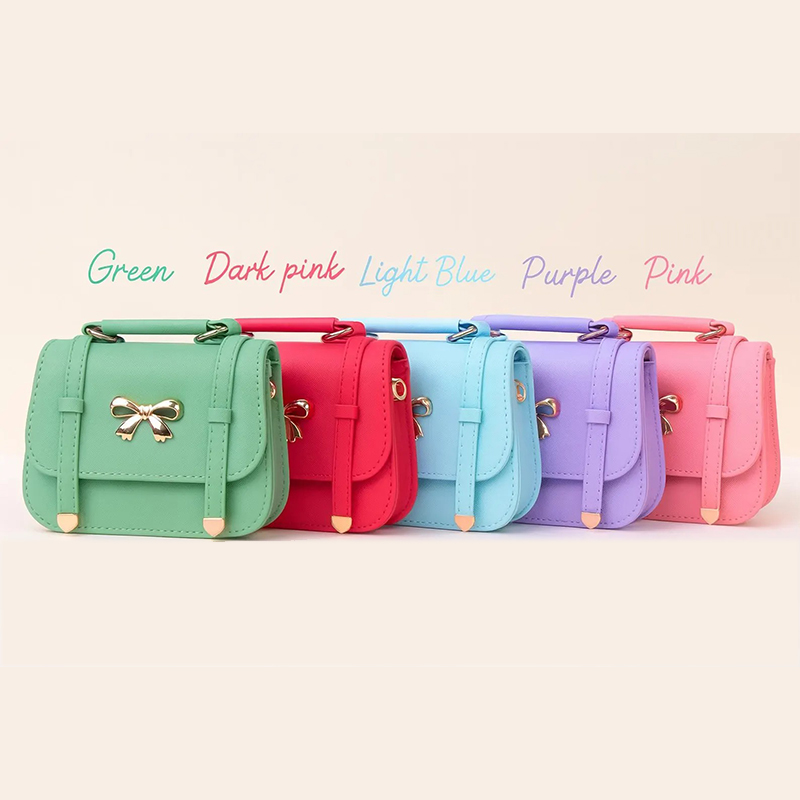 Personalized Girls PU Leather Crossbody Bag Custom Name Bow Satchel Multi Color Toddler Purse Gift for Little Princesses