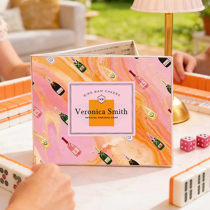 Personalized Champagne Themed Birthday Cheers Mahjong Tile Set Template for Mahjong Lovers