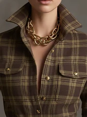 👗 Ретро дълга рокля с яка в червено-кафява шарка.