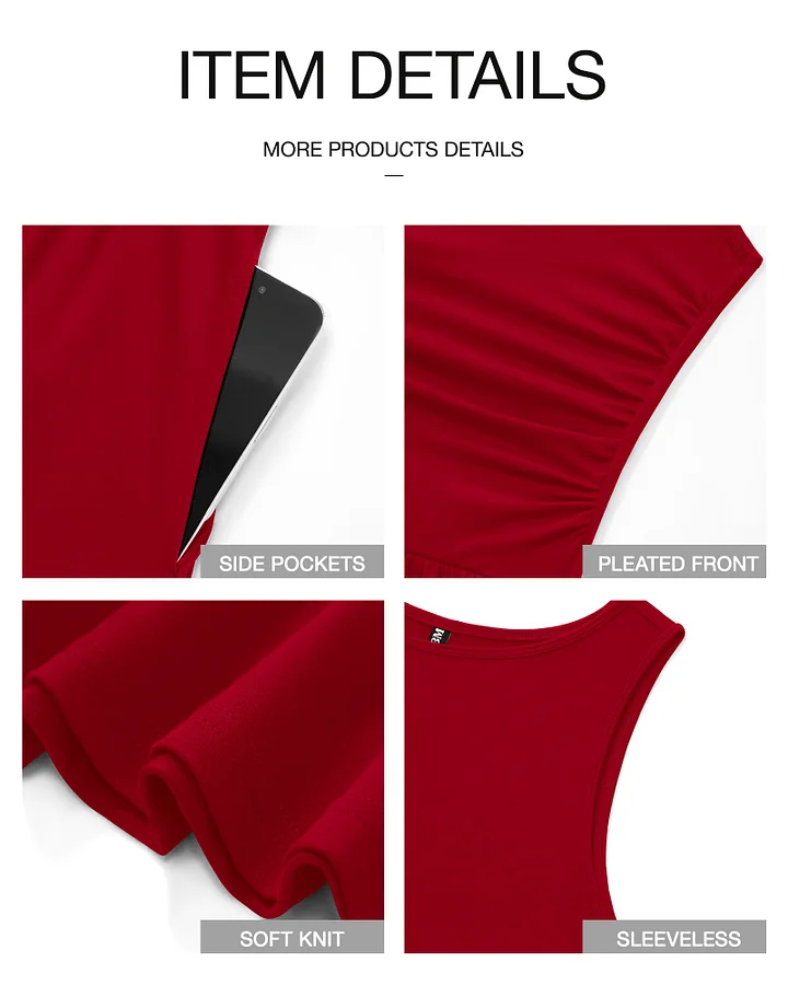 👑🔥Гореща оферта с 49% ОТСТЪПКА💃 Дамска едноцветна рокля без ръкави с набрана талия и джобове