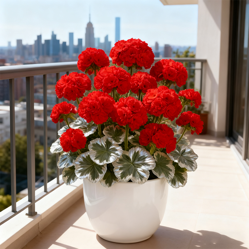 🌺Семена от здравец – двойни цветове / сребристо-кантирани листа / лесни за отглеждане градински семена за градини и балкони.