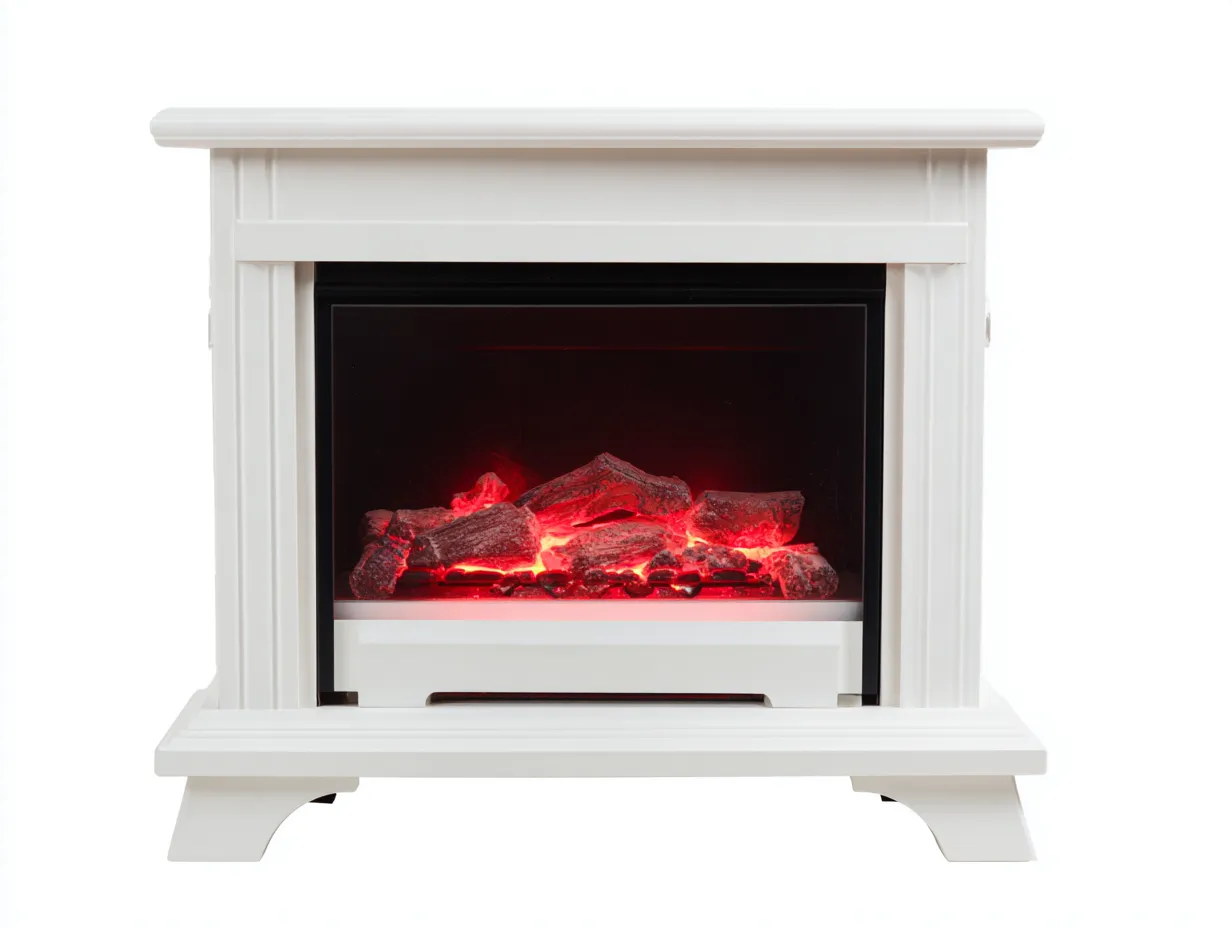 Camino - legno-vetro - 104x36x92 cm - bianco - classico-Craftgolab