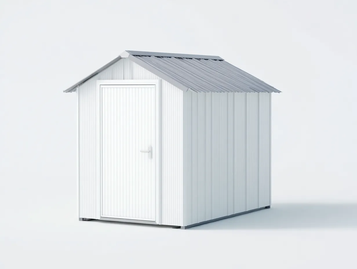 Casetta da giardino-metallo-215x155x210 cm-bianco-grigio-stile moderno-Craftgolab