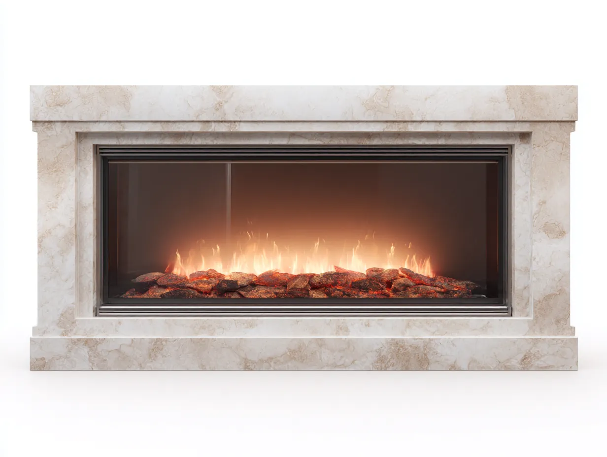 Camino - pietra composita-vetro - 170x40x52 cm - beige - moderno-Craftgolab