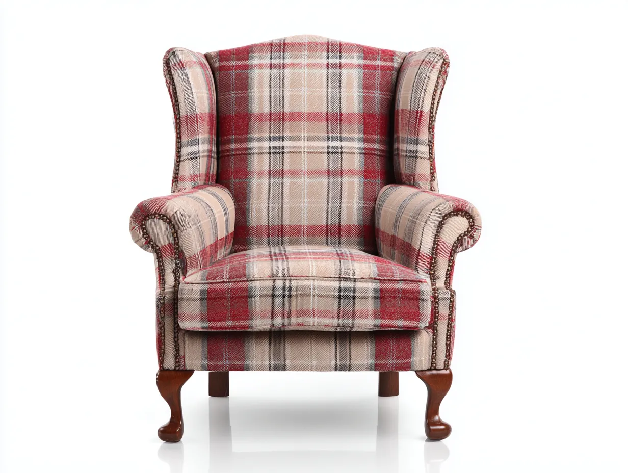 Poltrona - tessuto-legno - 77x82x104 cm - rosso-beige-grigio - classico-Craftgolab