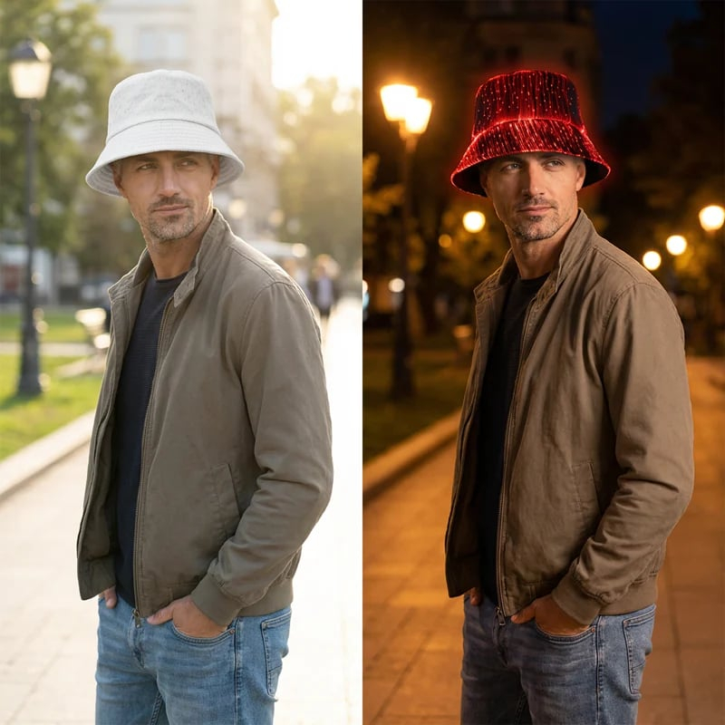 Glowing Fiber Optic Bucket Hat | Light Up the Night