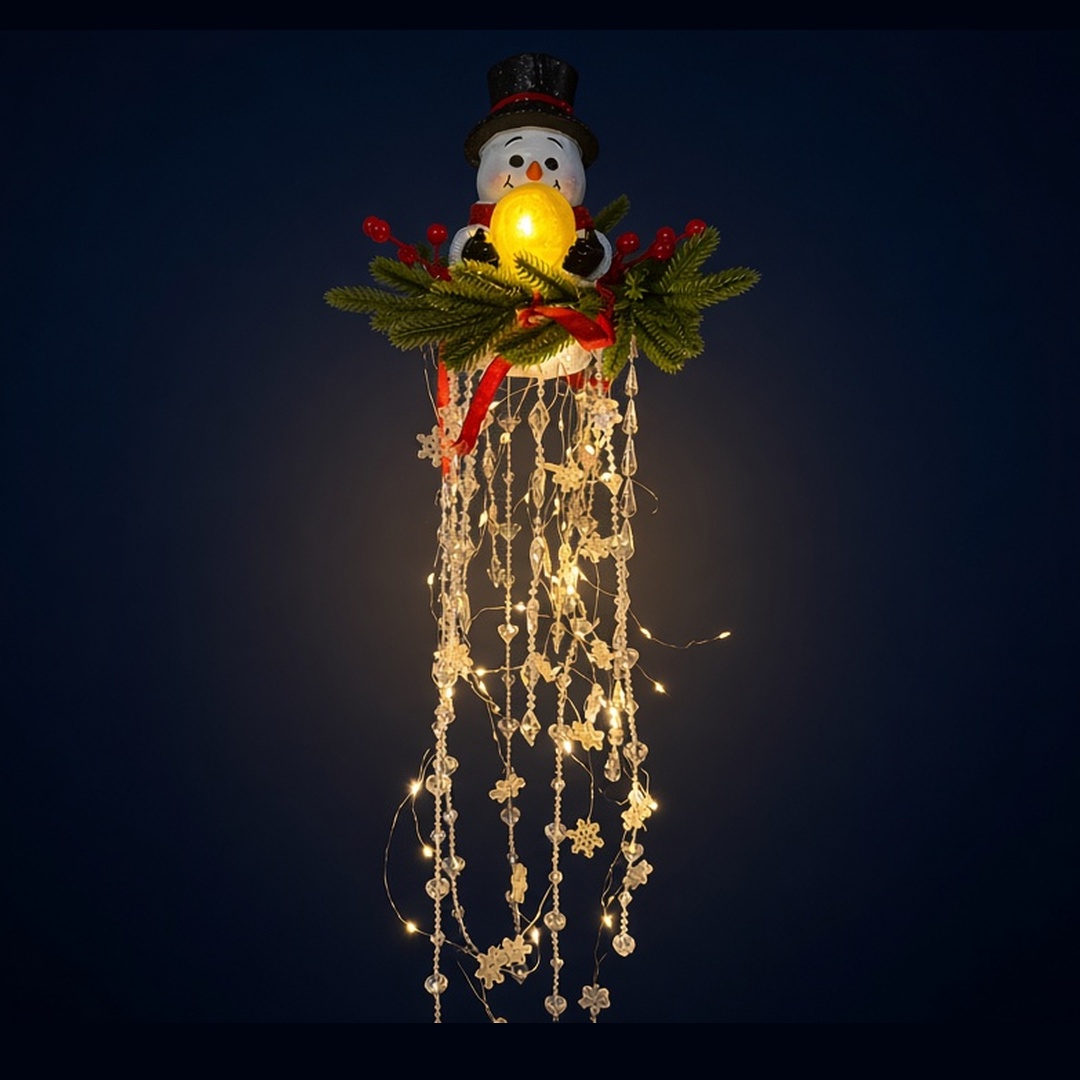Crystal Cascade Christmas Hanging Porch Light – Overhead LED Crystal Waterfall