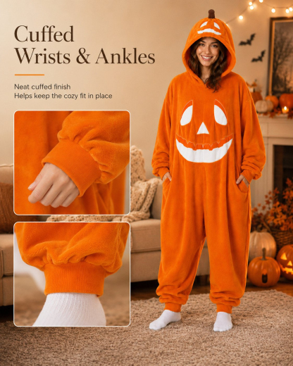 Pumpkin Jack-O’-Lantern Hooded Onesie Costum