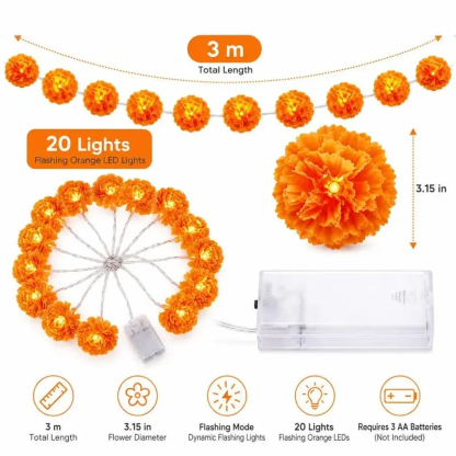 Mexican Marigold Flower String Lights