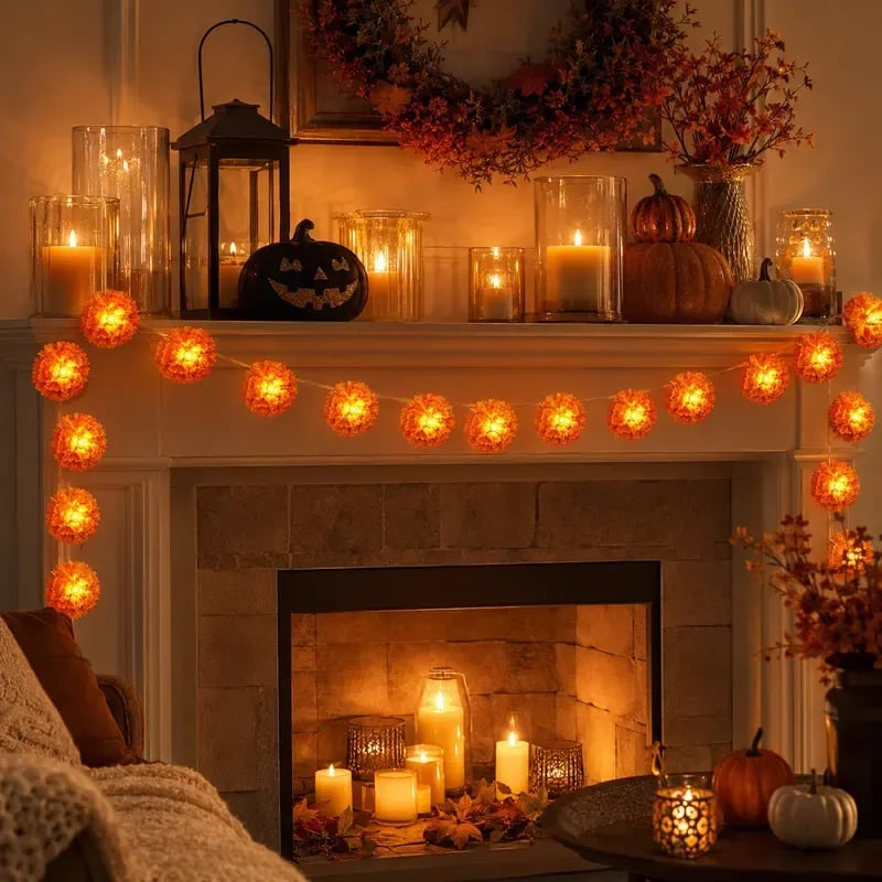 Mexican Marigold Flower String Lights