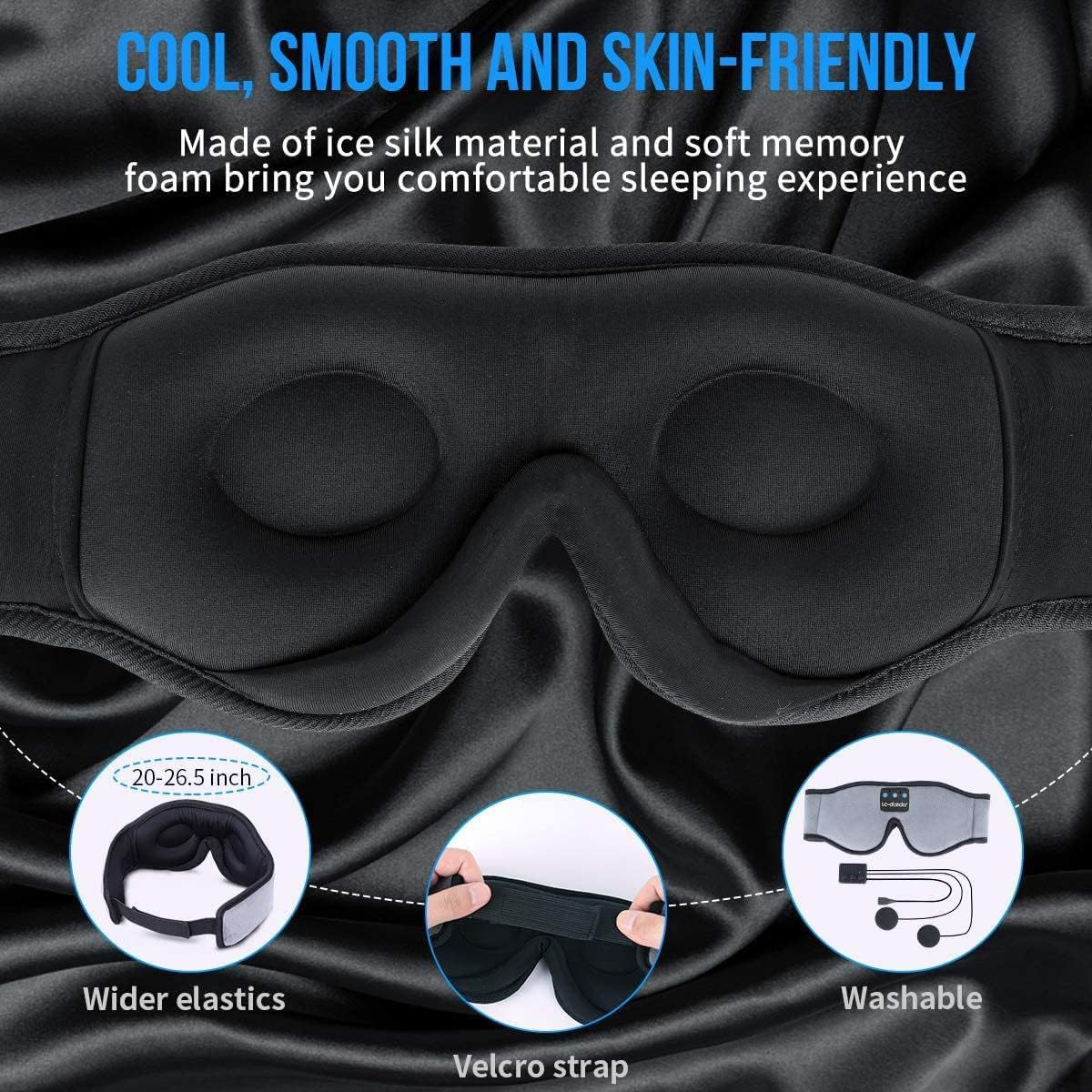 Bluetooth Sleep Mask with Headphones 3D Contoured Design