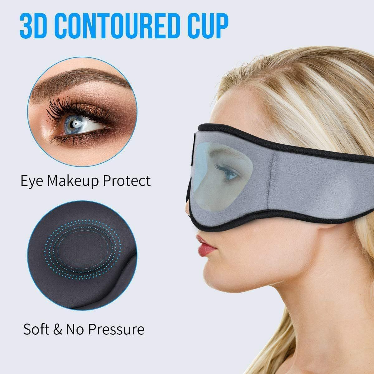 Bluetooth Sleep Mask with Headphones 3D Contoured Design