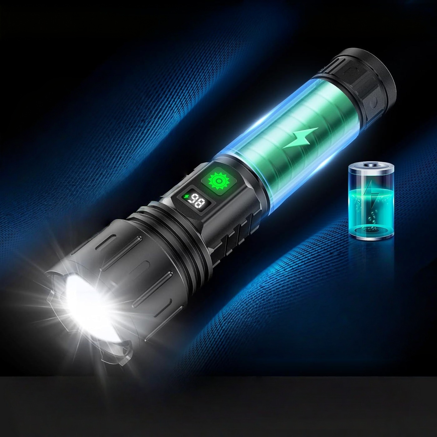 High-Power LED Tactical Flashlight - USB-C Rechargeable, IPX5 Waterproof Zoomable Torch