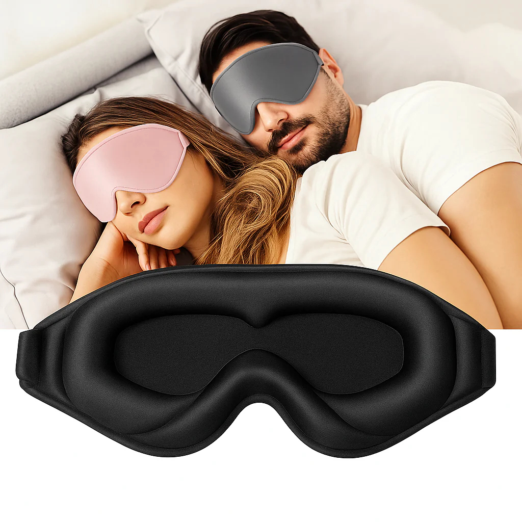 3D Memory Foam Sleep Mask – Blackout Padded Eye Mask for Deep Sleep