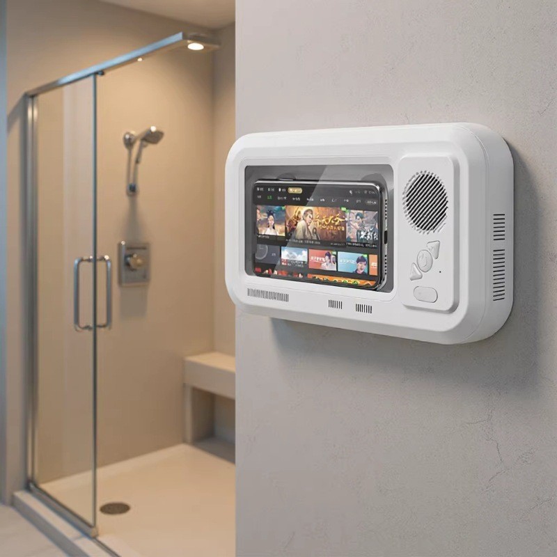 Bathroom Shower Waterproof Phone Holder Bluetooth Speaker 360°Rotation touch screen mobile phone box