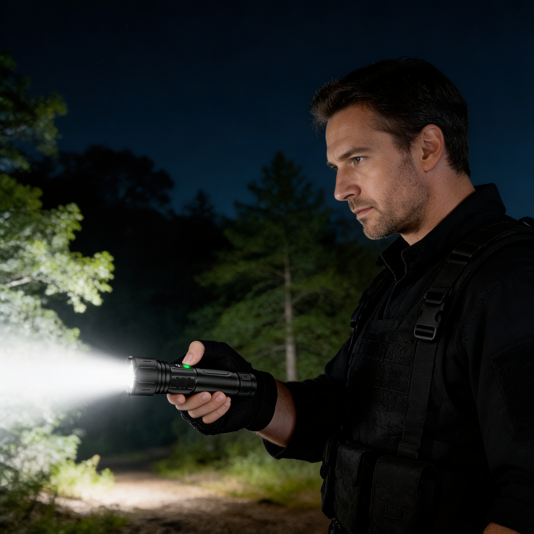 High-Power LED Tactical Flashlight - USB-C Rechargeable, IPX5 Waterproof Zoomable Torch