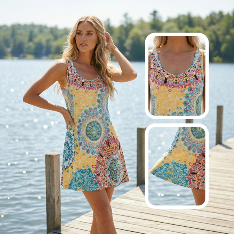 Casual Sleeveless A-Line Printed Summer Dress