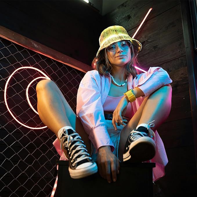 Glowing Fiber Optic Bucket Hat | Light Up the Night