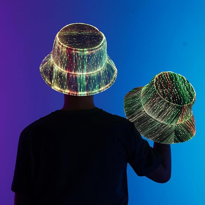 Glowing Fiber Optic Bucket Hat | Light Up the Night