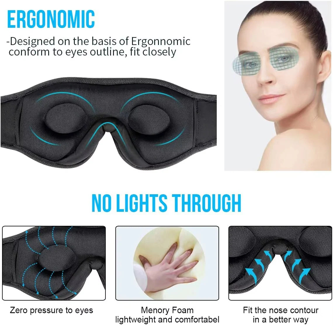 Bluetooth Sleeping Headphones with 3D Eye Mask and Built in HD Speakers