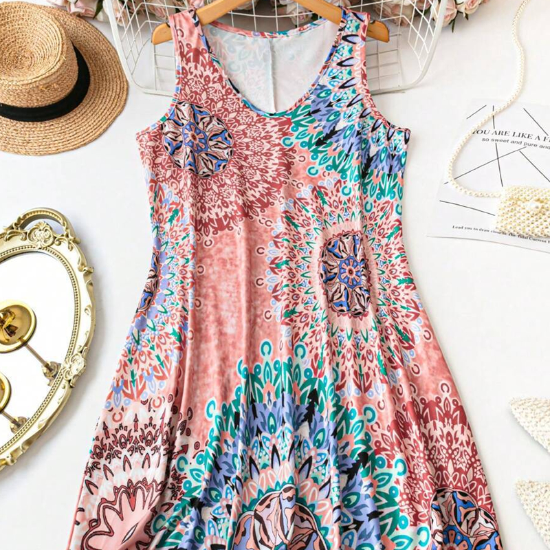 Casual Sleeveless A-Line Printed Summer Dress