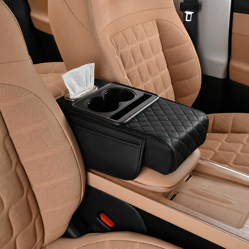 Multifunctional PU Leather Car Armrest Pad