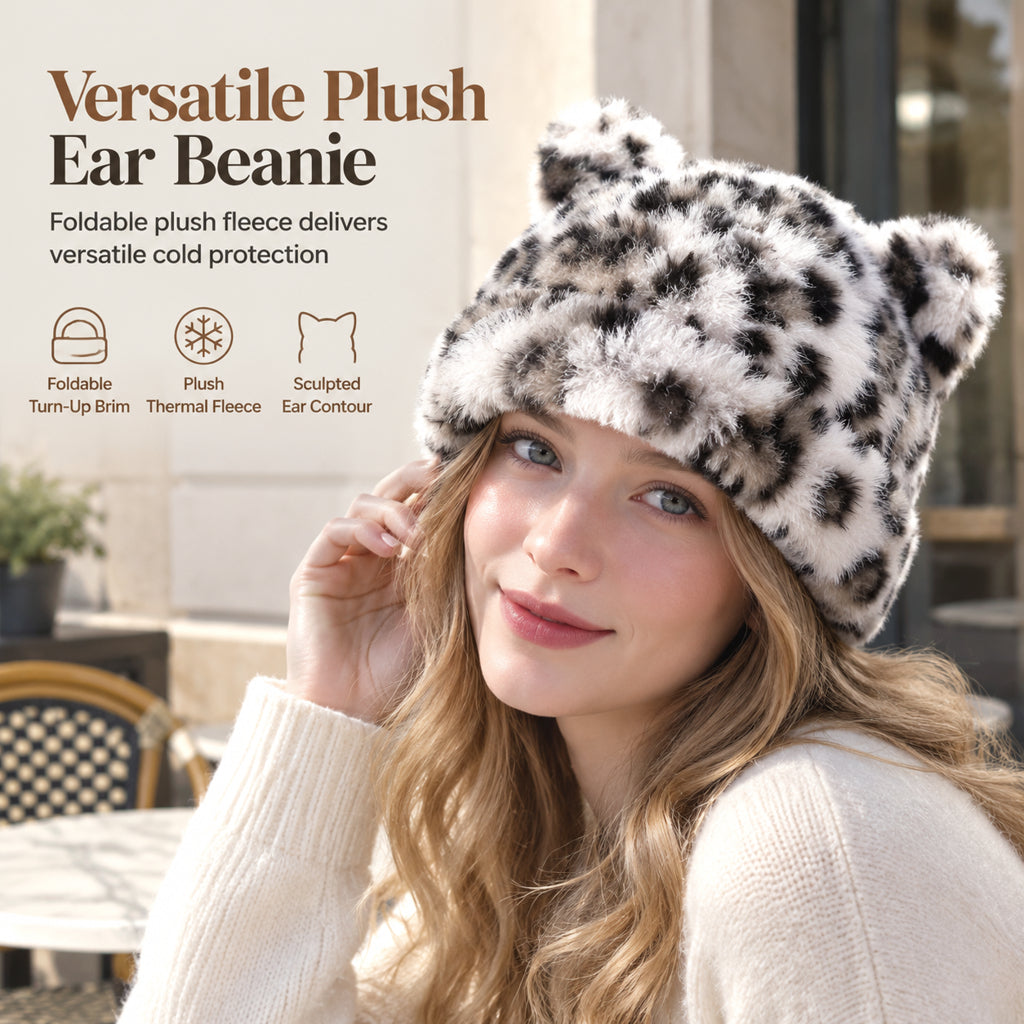 Close-up of fluffy faux mink-inspired beanie texture