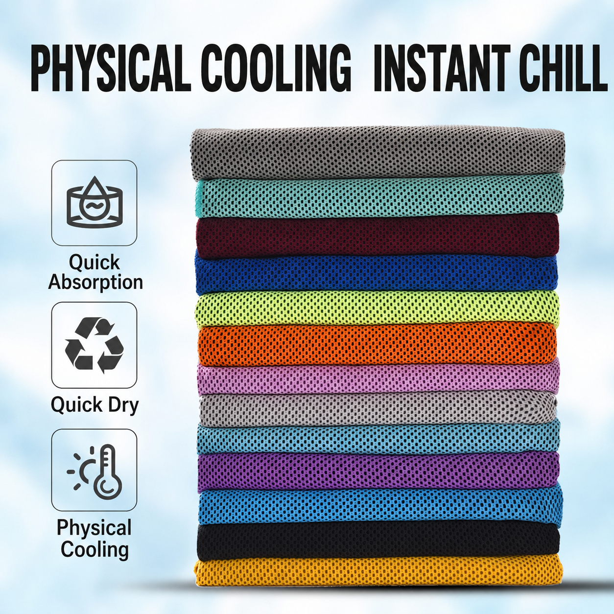 Summer Instant Chill Cooling Towel | Portable Bottle Pack Heat Relief Towel For Gym, Hiking & Outdoor