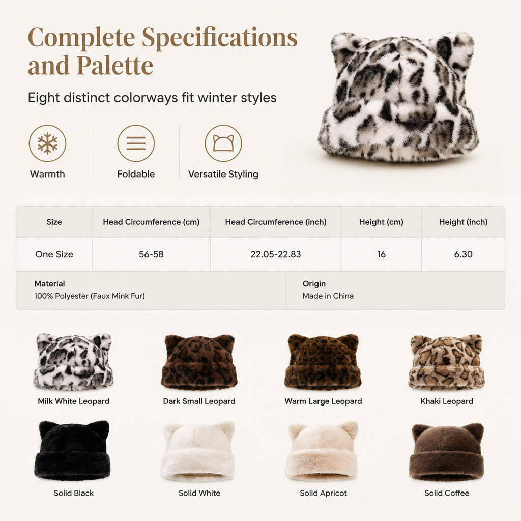 Fluffy leopard print beanie style